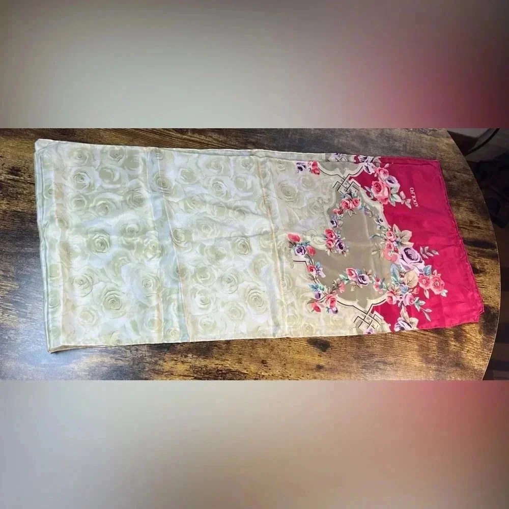 VINTAGE: Adolfo | ladies floral print silk scarf.